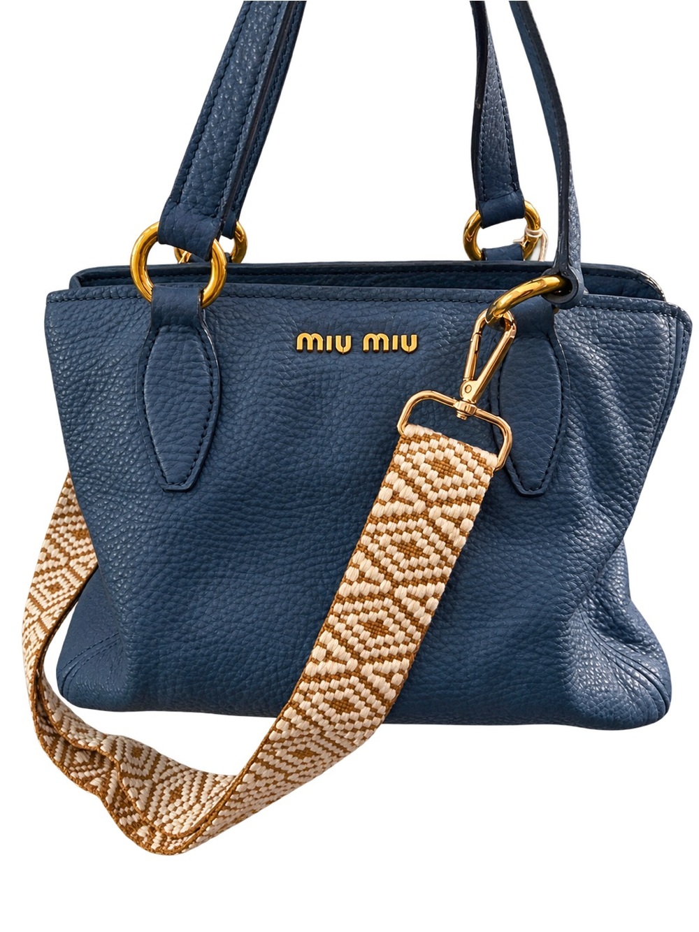 Authentic Preloved Miu Miu Blue Leather Tote Bag